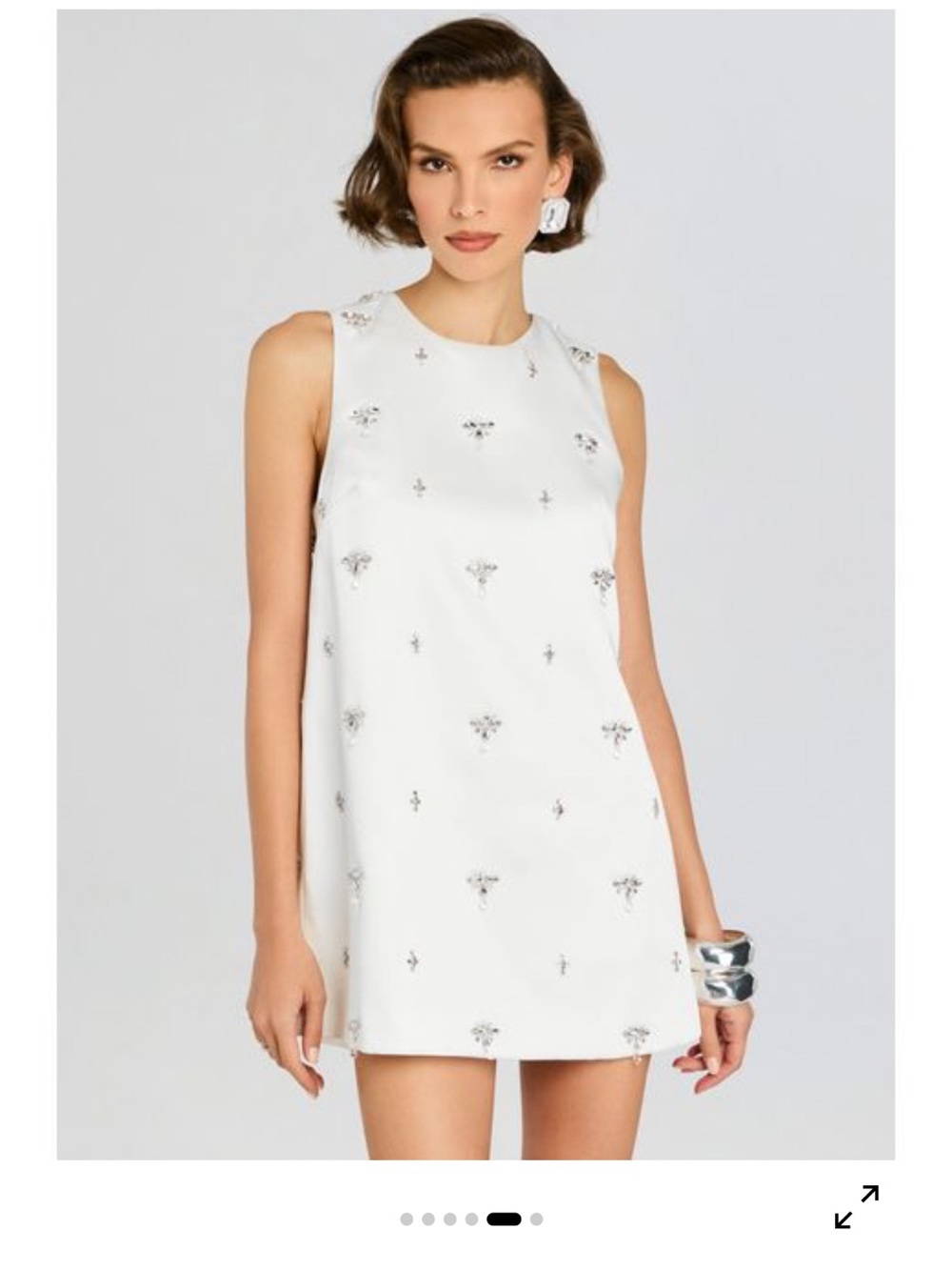 Retrofete Tylee White Bridal beaded embellished Shift Dress